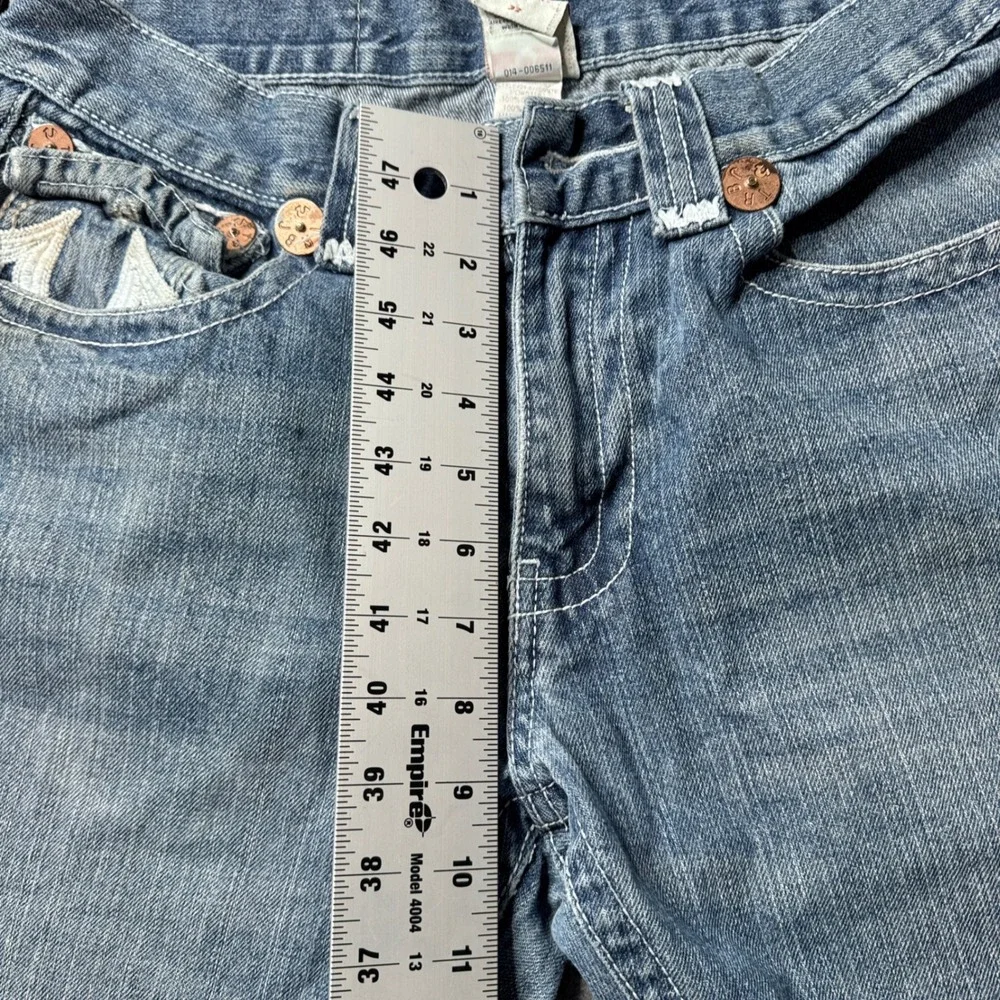 True Religion Joey Super T Mens 32 Blue Wash Straight Leg Jeans USA Made FLAW